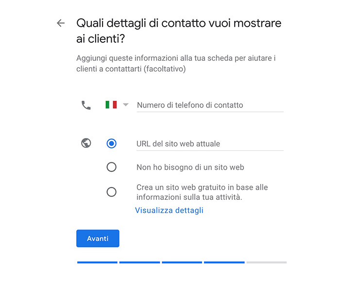 Dettagli Contatti Google My Business